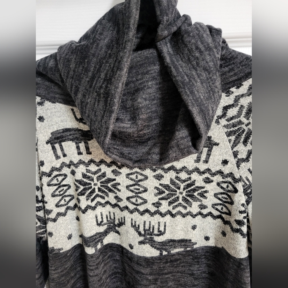 NWT - Jodifl Womens Dark And Light Gray Winter Cowl Neck Sweater Dress Size M - Picture 3 of 7